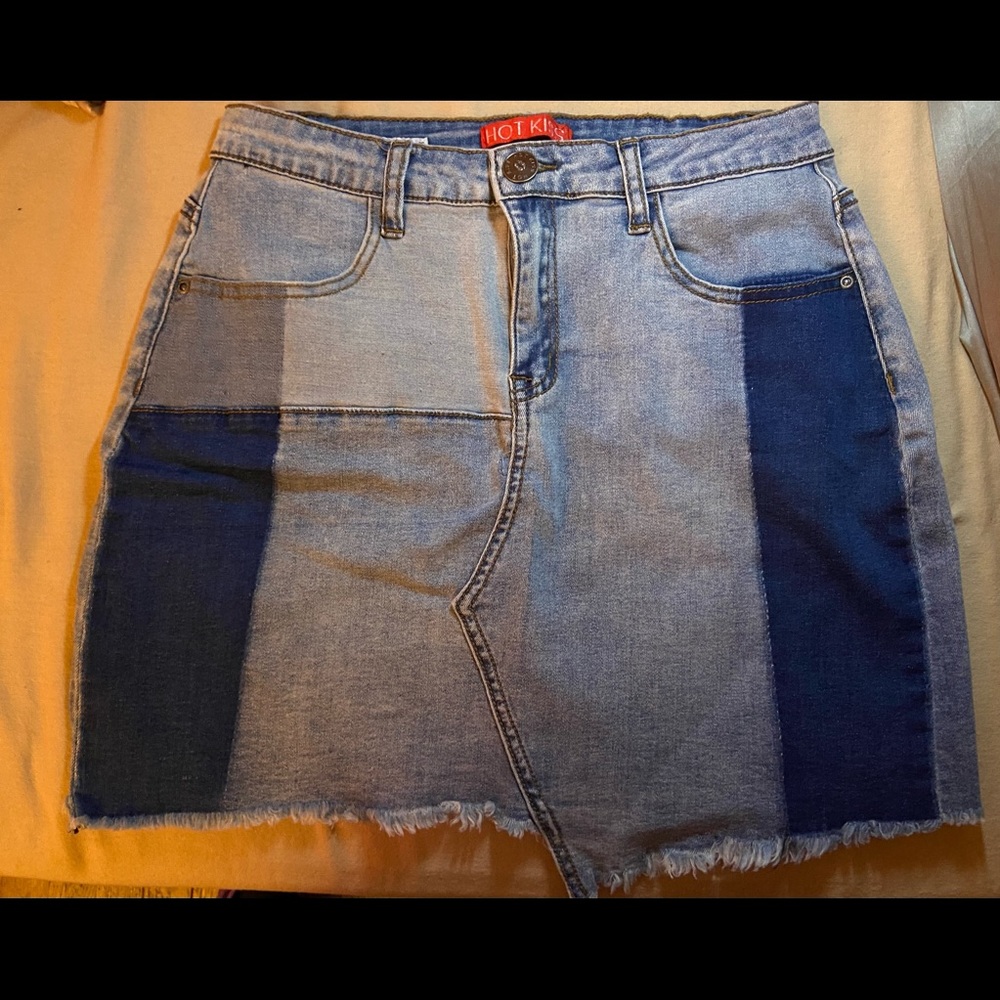 High rise denim skirt